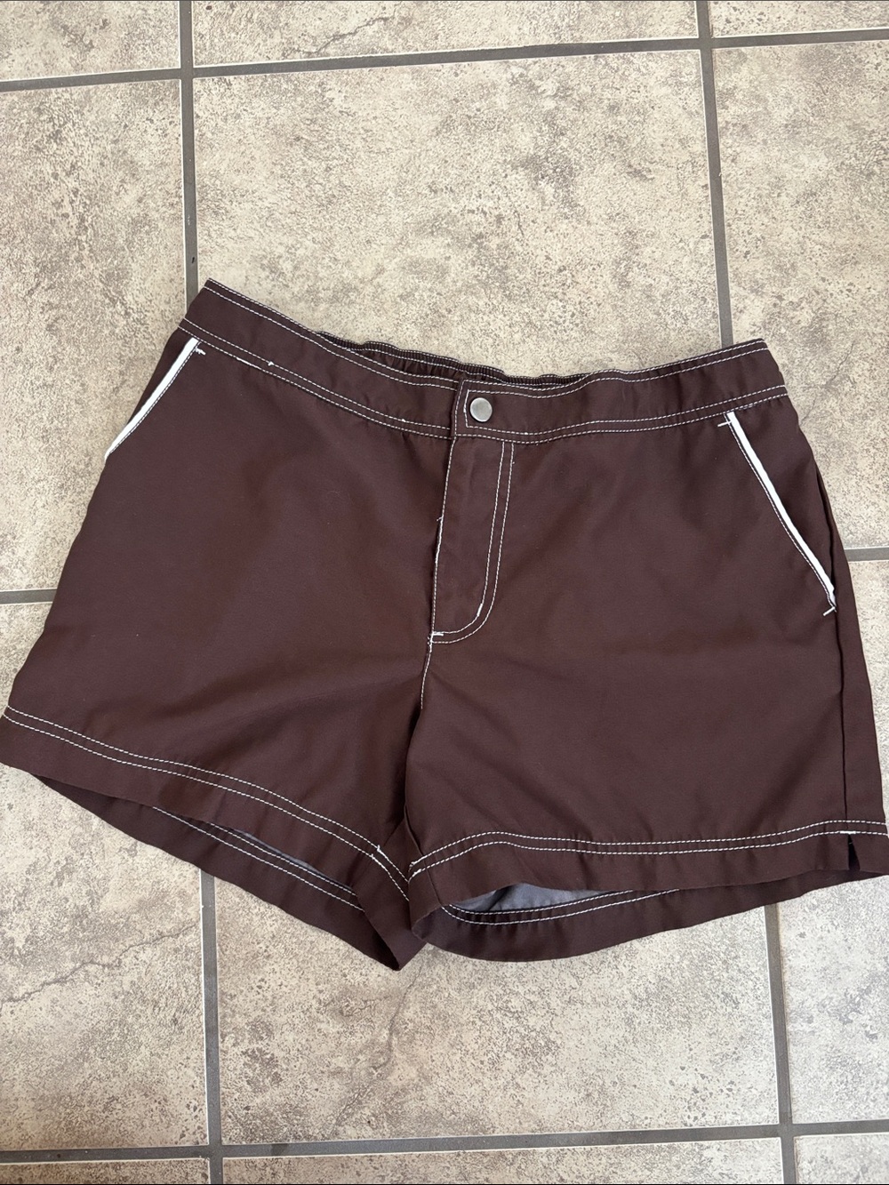 Faded Glory Brown and White Beach Shorts Size Medium